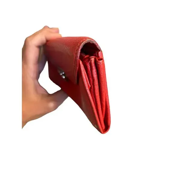 Salvatore Ferragamo Orange Leather Long Wallet